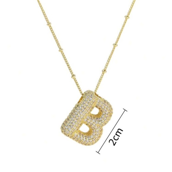 18K Gold Bubble Balloon Initial Necklace-Gold - Picture 7 of 7